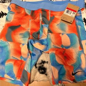 Nike Orange and Blue Athletic Shorts